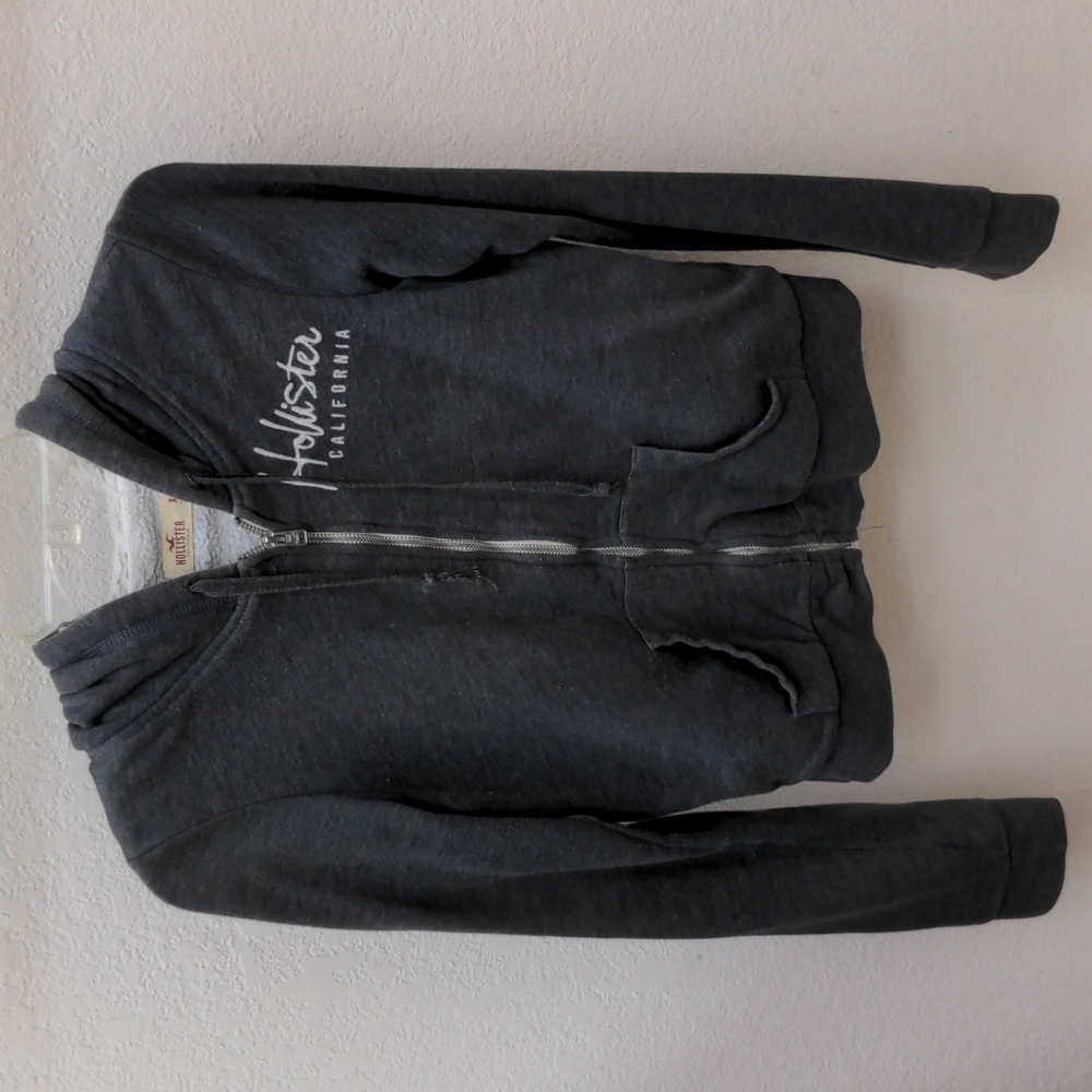 Hollister Grey Zippered Hoodie Sweater